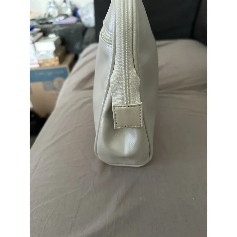 Chloe Vintage Cosmetic/jewelry Bag 12”X8”X3” Ivory Satin Finish Faux Leather